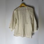 Vince  Cream 3/4 Sleeve Silk Shirt Pockets Small Photo 1