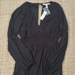 Hutch New Anthropologie  Black Jersey Knit Wide-Leg V-Neck Smocked Jumpsuit S NWT Photo 2