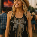 Libertalia Black Wash Tank Trailblazers Rhinestone Cowgirl Country Rodeo L Size L Photo 0