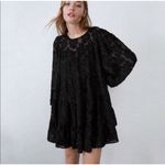 ZARA  Black Textured Babydoll Dress Sheer Swing Mini Boho Whimsigoth Women's XXL Photo 1