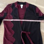 Chico's Chico’s 100% Cotton Tie Front Cardigan Jacket Black Cranberry Jacquard L (2) Photo 5