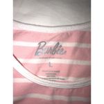 Barbie Tank Top Size Large Juniors Pink White Stripe Graphic Cotton Sleeveless Photo 1