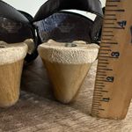 Dr. Scholl’s Pondering Black Leather Wooden Wedge Sandal Shoes Women’s Size 8 Photo 6