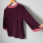 Boden Burgundy Floral Velvet Trim V Neck Tunic Top 3/4 Sleeve Size Women's 2 Purple Photo 3