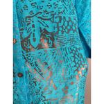 White Stag bright blue burnout button up blouse Photo 3