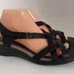 Ecco  Women's Sz 41 Strappy Black & Silver Sandals 1" Heel Crisscross Photo 8
