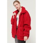 I am gia I. Am. Gia Pixie Oversized Teddy Coat Red size Medium Revolve $110 Photo 13