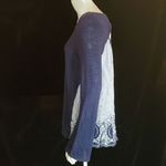 Caslon  Blue & White Embroidered Back Long Sleeve Blouse (M) Photo 4