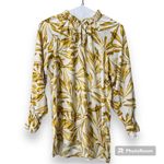 Kaari Blue  size medium ruffle collar keyhole button v neck blouse butterflies Photo 11