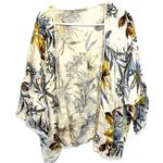 Francesca Bettini Linen Tropical Floral Print Open Front Kimono Cardigan OS Photo 0