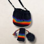 Handmade  Crochet PRIDE Rainbow Bucket Bag Set with Glasses Case and Keychain Photo 7