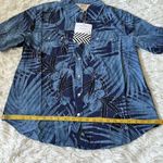 Free People Sandrine Rose by Women's Blue Tropical Western Short Sleeve Shirt XS Photo 4