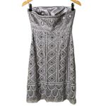 Sue Wong Beaded Embroidered Strapless Embellished Mini Dress in Silver Gray, 4 Photo 5