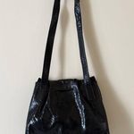 Vintage SHARIF Reptile Embossed Cross Body Shoulder Bag Black Photo 3