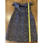 Teri Jon by Rickie Freeman Jaquard Stripe Off the Shoulder Sheath midi Dress 10 Blue Photo 6