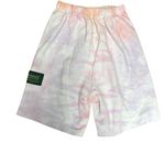 Danzy Pink Orange Tie Dye Elastic Waist Sweat Shorts XS Raw Hem Casual Leisure Pink Photo 1