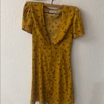 Urban Outfitters  Golden Yellow Floral V Neck Jen Button Down Mini Dress XS Photo 1