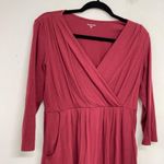 Garnet Hill  Burgundy Fax Wrap Fit & Flare 3/4 Sleeve Mini Dress Womens S Casual Photo 3