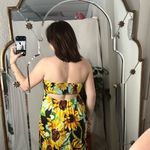 Anthropologie maeve small strapless midi sunflower print dress Photo 1