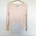 White House | Black Market WHBM beads TEE top blouse SMALL long Sleeves pink white cross back NEW Photo 6