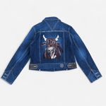 RARE Double D Ranch Bull Embroidered Denim Leather Patchwork Jacket Sz M Blue Size M Photo 1