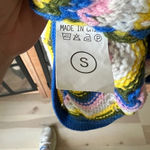 Amazon Crochet knit dress rainbow stripes swimsuit coverup long sleeve cobalt blue Photo 3