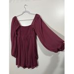 Abercrombie & Fitch Abercrombie Dress Long Sleeve Chiffon Mini Dress in Burgundy Maroon Size Small Photo 8