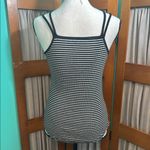 Black and White Striped Sleeveless Fitted Tank Top Photo 6