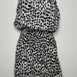 ALC Frank A.L.C. Cody Leopard Print Silk Dress Mini Black White High Neck Sleeveless 2 Photo 0