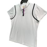 Sport Haley Golf Shirt Womens L White Black Snap Button Tennis Performance Top Size L Photo 2