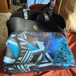 Black and Blue Tote with Geometric Design Photo 0