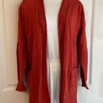 Madewell Burnt Orange Ribbed Hem Knit Sweater Cardigan Sz Medium GUC *one flaw* Photo 2