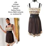R & M Richards y2k vtg. Black Gold‎ Lace Sequin Sparkle Party Dress sz. medium 10  Photo 1