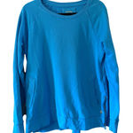 Lilly Pulitzer LUXELETIC Beach Comber Blue Long Sleeve Sweatshirt Pockets Size L Photo 0