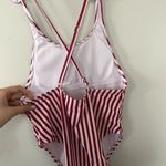 SheIn red white striped one piece swimsuit casual comfortable racerback padded Photo 1