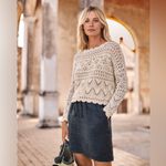 Garnet Hill Essential 100% Linen Pull On Denim Mini Skirt Pocket Chambray Size L Photo 10