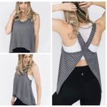 Zyia  Active Gray Nimbus Split Back Tank Top Size Medium Mesh Stripes EUC Photo 1