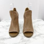 Lucky Brand  Livey Tan Leather Peep Toe Laser Cutout Heeled Booties Shoes 5.5 Photo 1