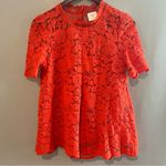HD in Paris  Vibrant Orange Lace Blouse Photo 1