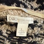 Cato Black Tan Women's Open front fringe geometric long sleeve Sweater size L Photo 1