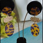 Acrylic Purple Gold Tortoise Style Earrings Photo 1