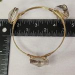 Boho Gold Tone Smokey Glass Oval Wire Wrap Bangle Bracelet Photo 6