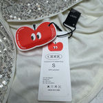 Cider New Women's Dress Size S Silver Beige Sequin Wrap Mini Party Photo 3