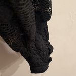 Gracia  Women’s Black Dot Detail Smocked Cuff Sheer Sleeve Peplum Hem Top Size L Photo 3