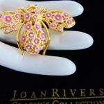 Joan Rivers Cherry Blossom Flower BEE PIN Brooch Pink Enameled Gold Pave Crystal Photo 3