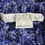Vintage Hand‎ Knit Wool Sweater Marled Blue Shetland Style Large fisherman Photo 2