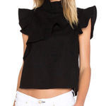 Mcguire  Barrett Black Sorbonne Ruffle Linen Blend Top Sz S Photo 0