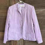 Alfred Dunner Women's Size 8 Open Front Blazer Purple Lilac Faux Suede Photo 0