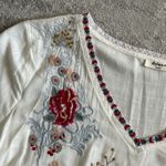 Dylan  Anthropologie Embroidered Tunic Top Womens Small Floral Blouse Crochet Photo 2