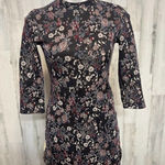 Clockhouse Black Floral Mock Neck Mini Dress Women’s Size Small Photo 0